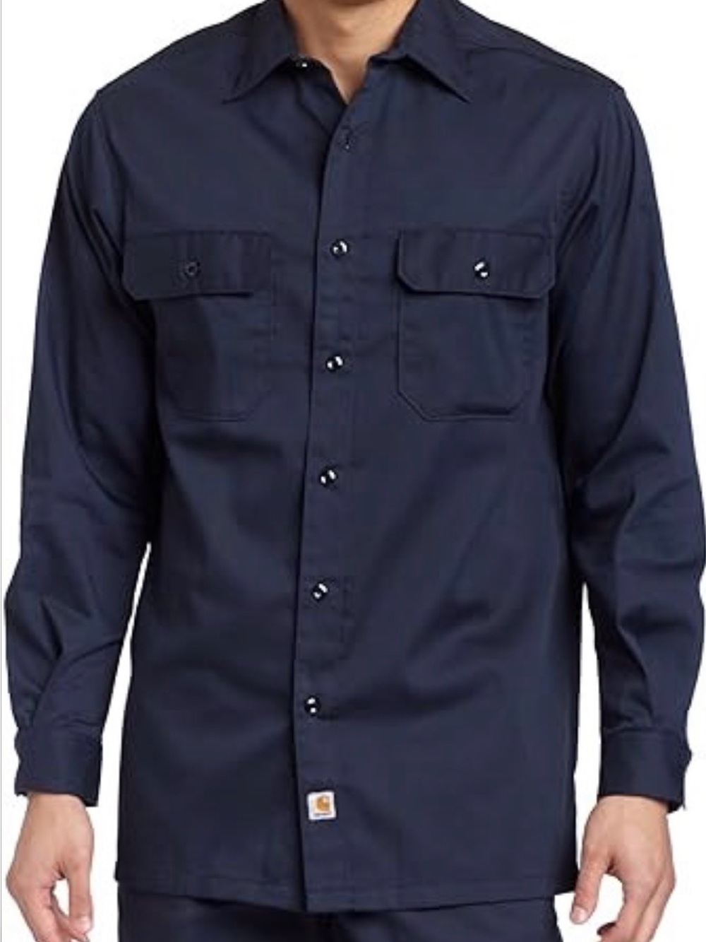 Carhartt Navy Relaxed Fit Shirt Jacket with Gold Logo 2XL - Picture 3 of 8